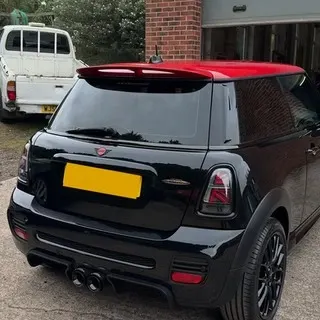 Black Mini Cooper with red roof valeted by Porter's Car Detailing Seagrave
