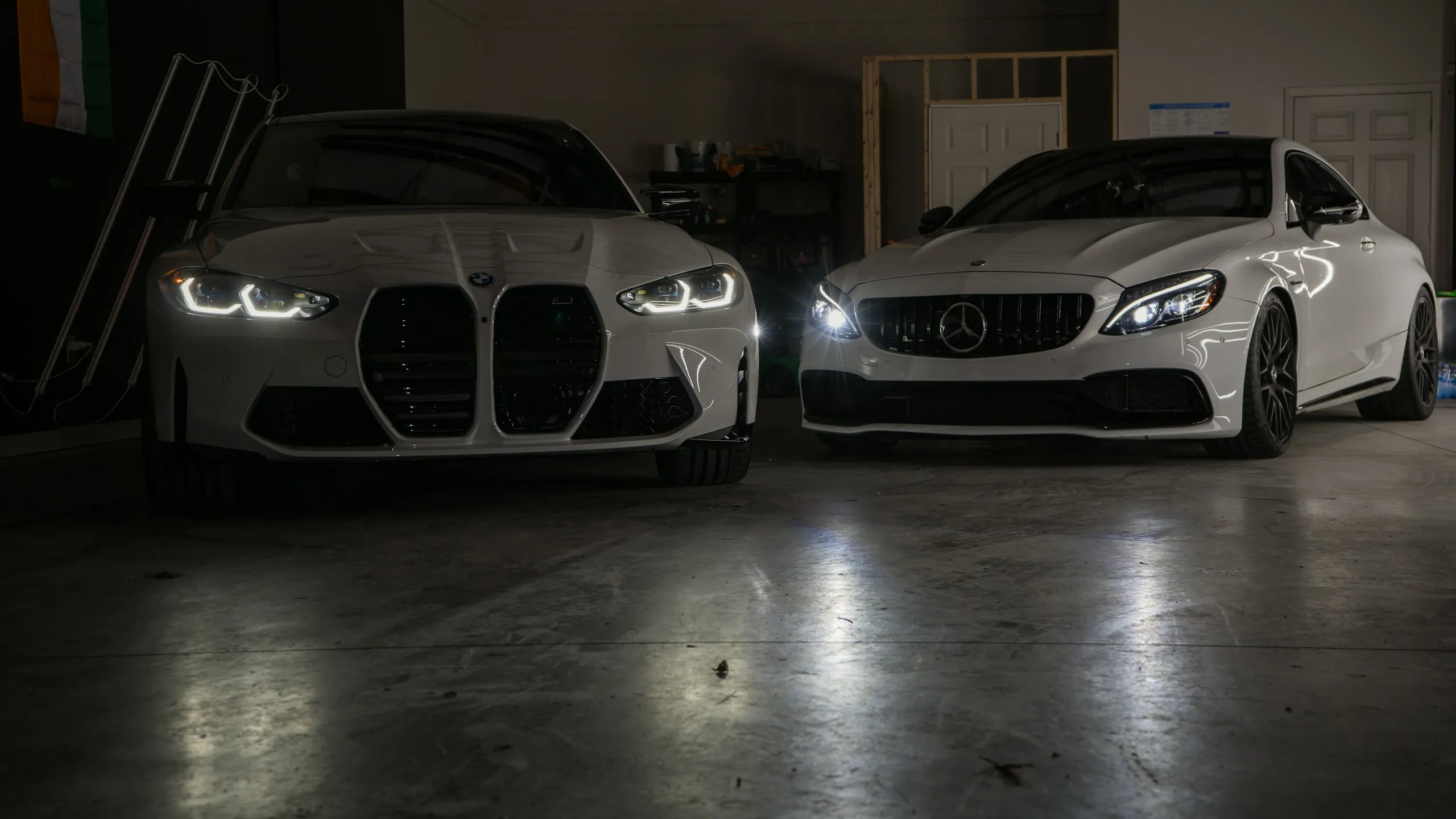 Two detailed performance cars inside the unit at Porter's Car Detailing Seagrave
